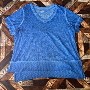 Lane Bryant Blue Heathered V-Neck Short Sleeve Tee